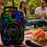 Karaoke Hoparlör RGB LED Işıklı USB FM Radyo Destekli Taşınabilir Speaker - Vipsepet