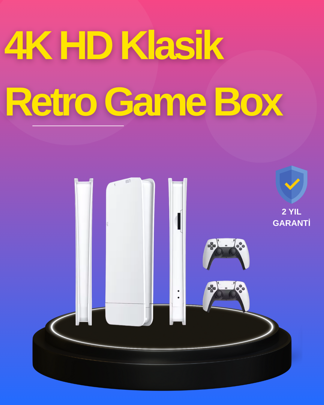 3-44 HDMI Çıkışlı Kablosuz 2 Kollu 4K Retro Oyun Kutusu - Vipsepet - Görsel 1