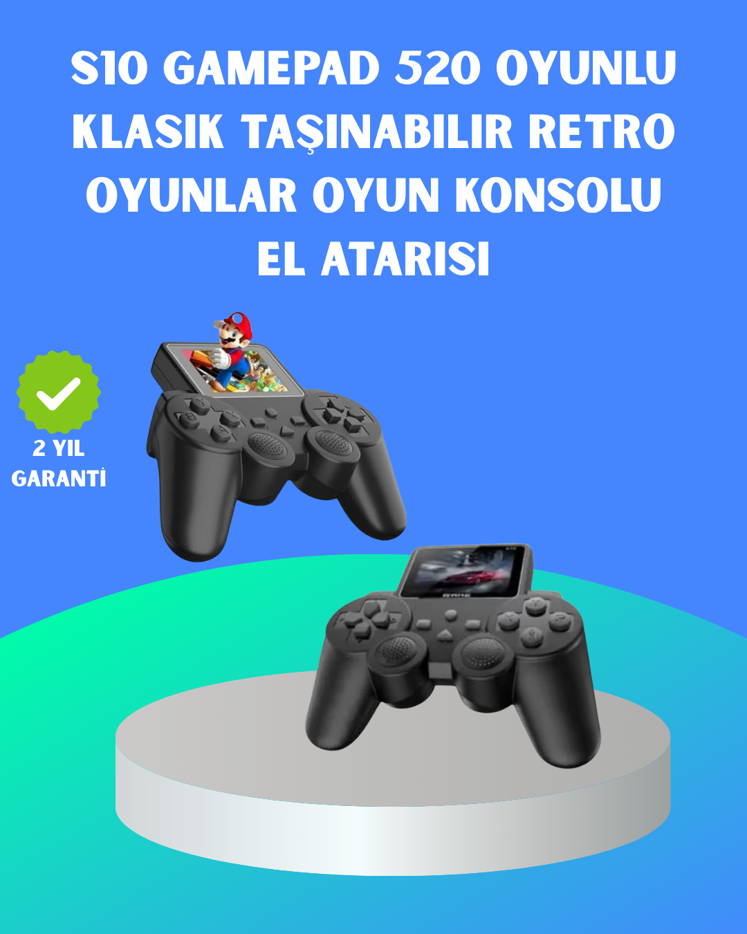 3-45 2.4 İnç HD Renkli Ekranlı 500-in-1 Taşınabilir Retro Oyun Konsolu, Kablolu TV Bağlantısı ve Uzun Pil Ömrü - Vipsepet - Görsel 1