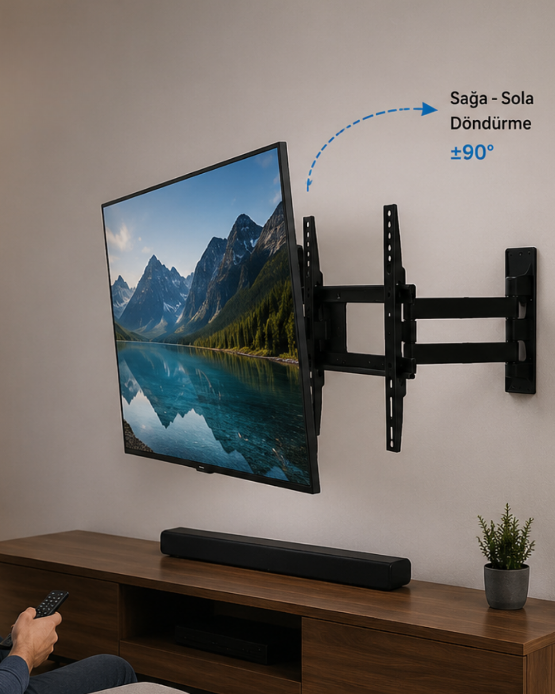 3-45 LCD LED TV Duvar Aparatı Çift Kollu Hareketli Askı Sistemi - Vipsepet - Görsel 1