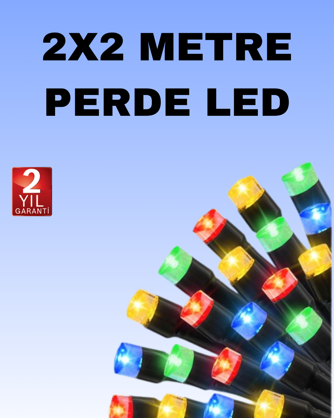 3-49 Noel ve Parti Dekorasyonu İçin 2x2 LED Perde Işık – 8 Fonksiyonlu - Vipsepet - Görsel 1