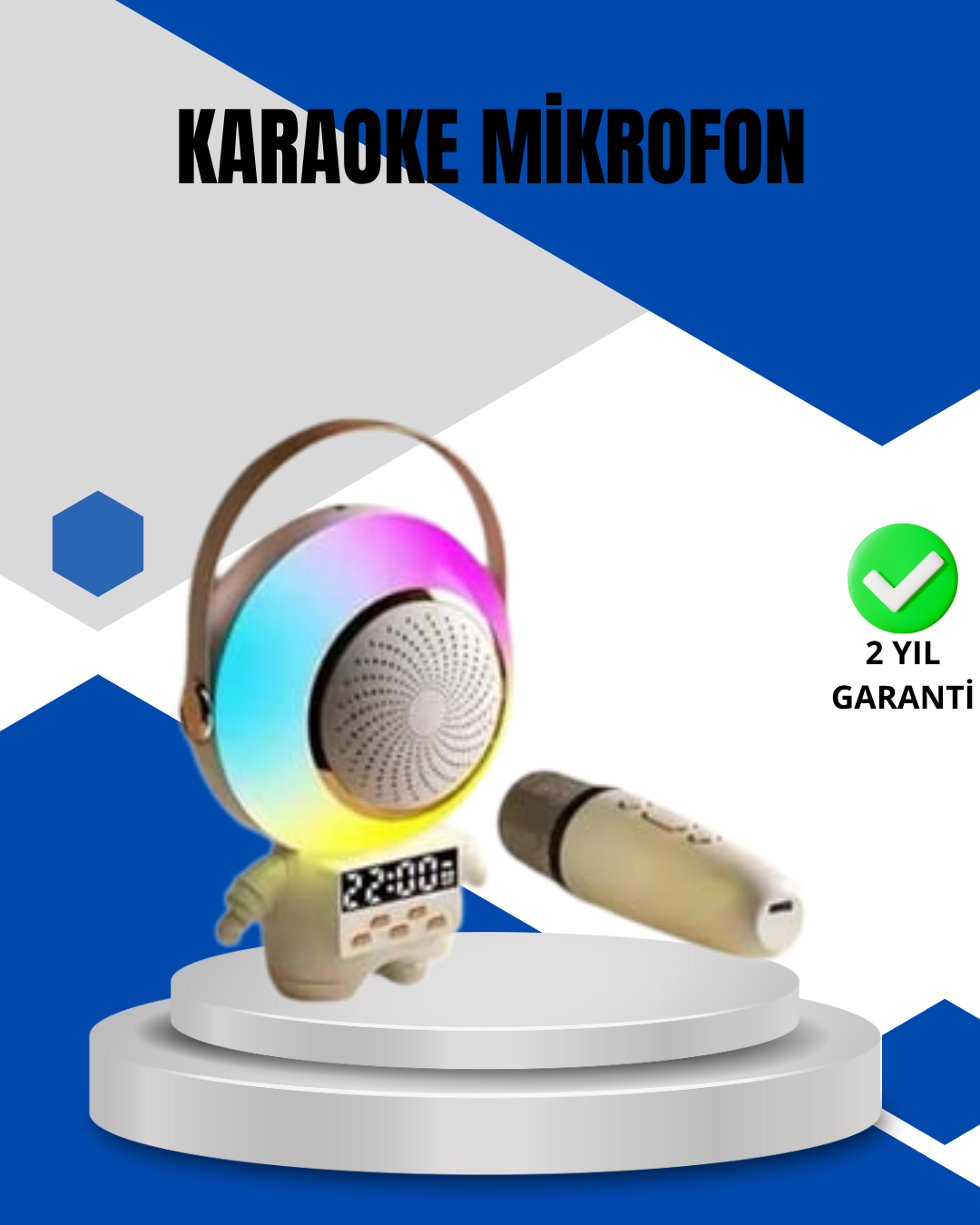 3-5 Kablosuz Mikrofonlu Astronot Tasarım Bluetooth Speaker Karaoke - Vipsepet - Görsel 1