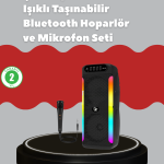 Çift 4 inç Hoparlörlü RGB Işıklı Bluetooth Ses Sistemi - Vipsepet