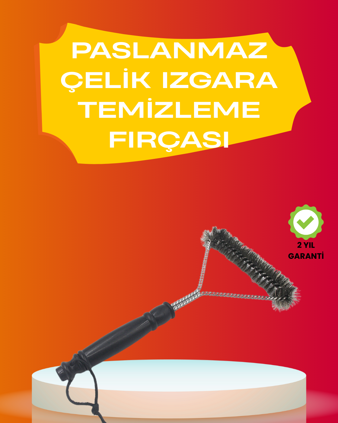 3-51 Mangal Izgara Temizleme Fırçası Pas Tutmaz Çelik Telli - Vipsepet - Görsel 1