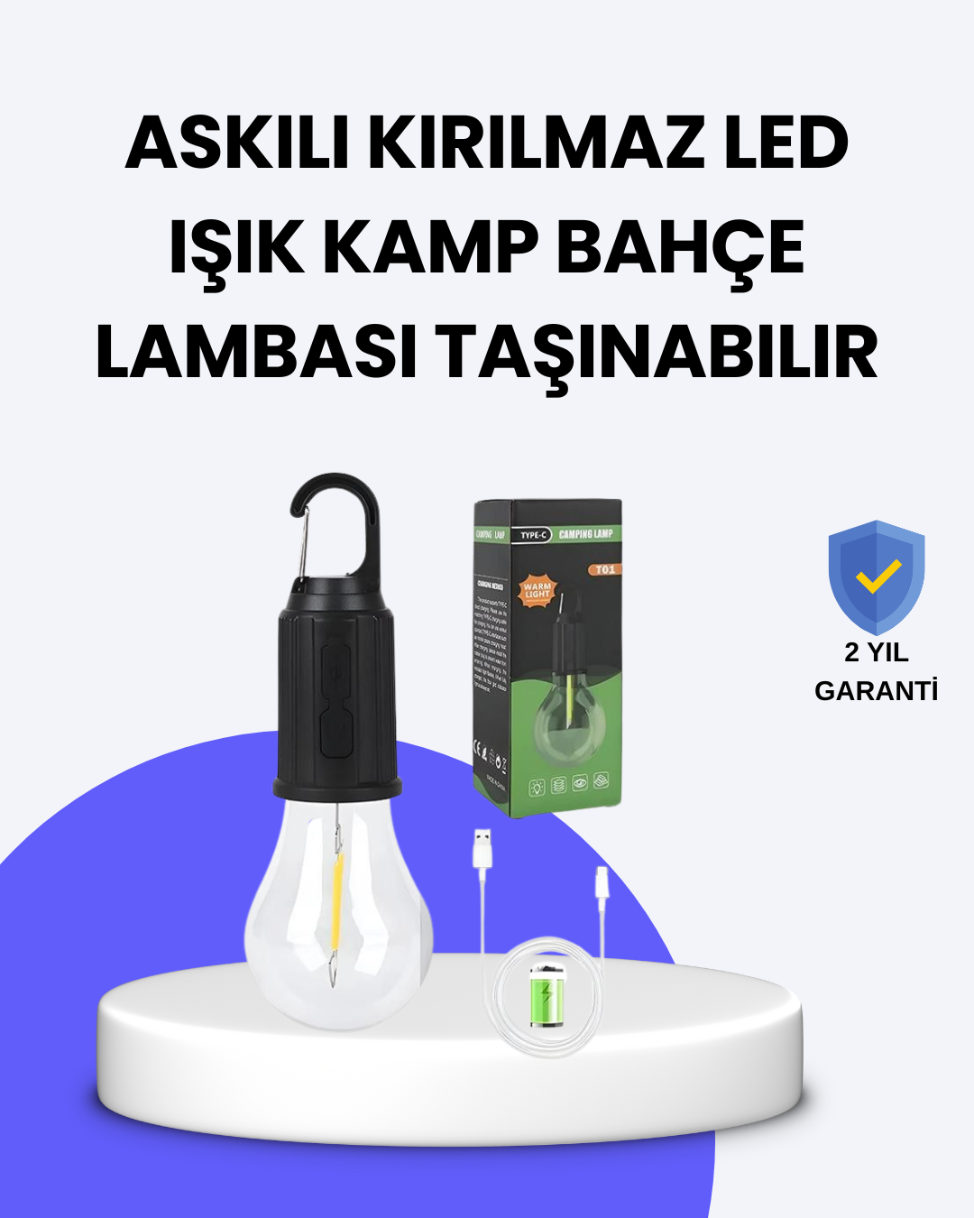 3-53 Çok Yönlü Asma Kancalı Kamp Işığı - Vipsepet - Görsel 1