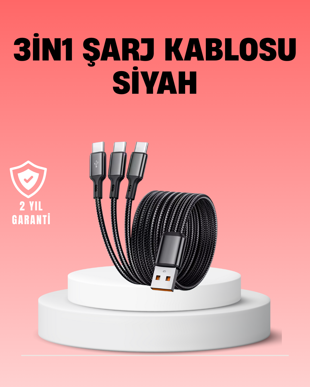3-53 Çoklu USB Şarj Kablosu – 1,2m Hızlı Şarj, 3A Güçlü Akım - Vipsepet - Görsel 1