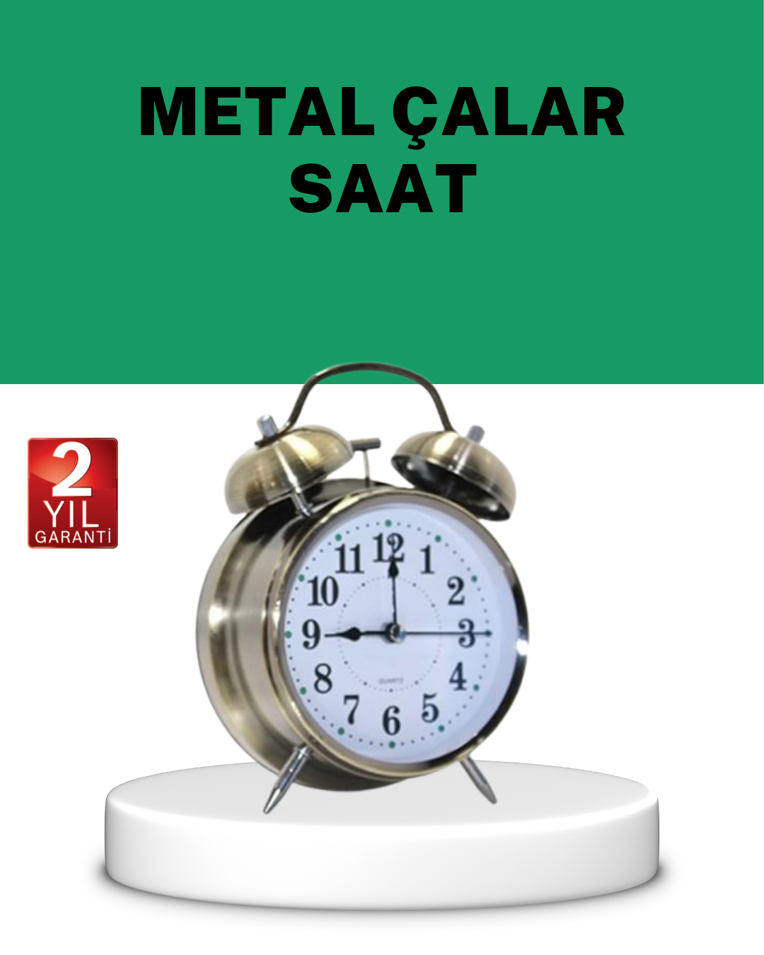 3-54 Gümüş Renkli Sessiz Işıklı Dekoratif Masa Üstü Çalar Saat Alarmlı - Vipsepet - Görsel 1