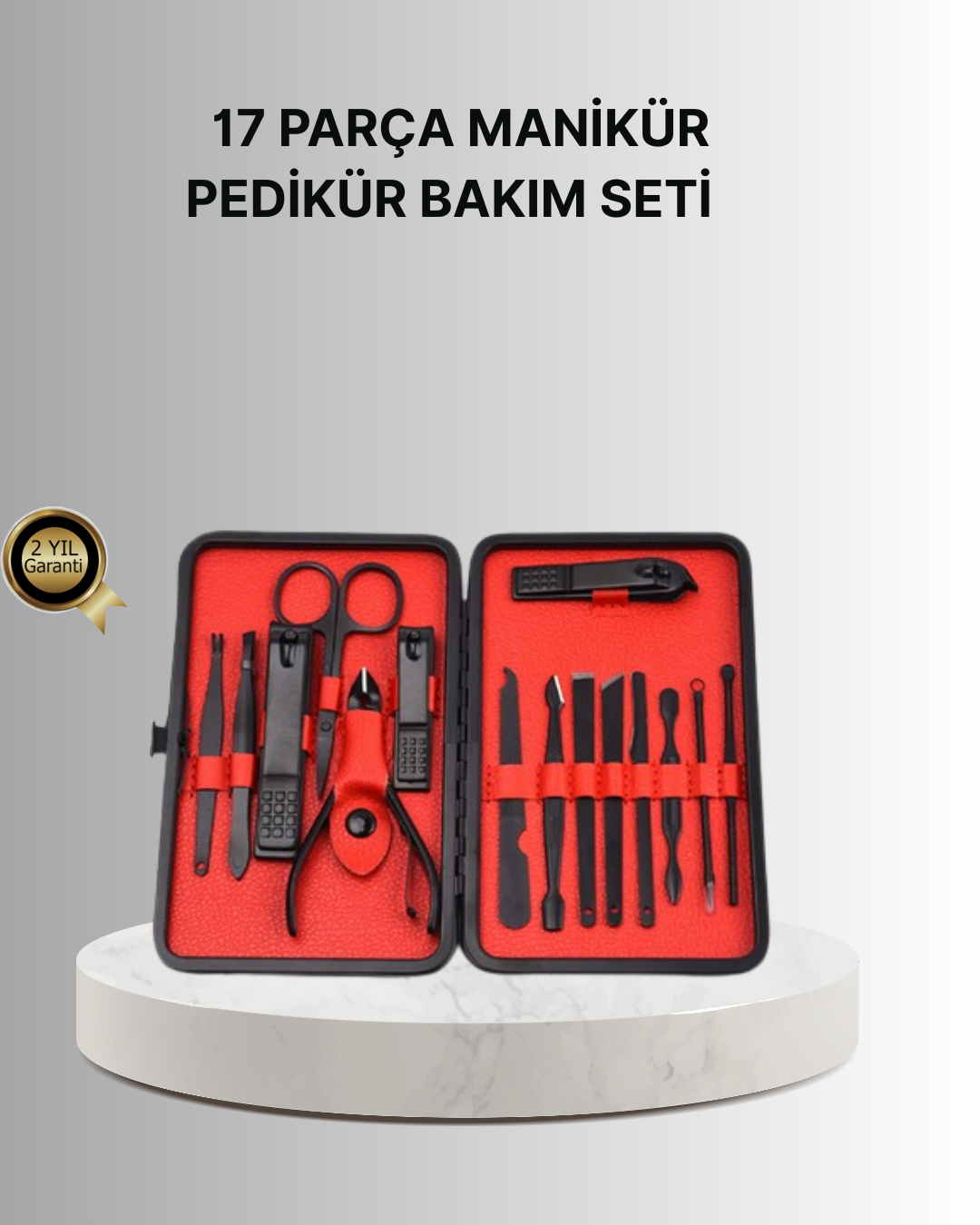 3-62 Şık Kutu Tasarımlı 17 Parça Manikür Pedikür Seti Dayanıklı ve Hijyenik - Vipsepet - Görsel 1