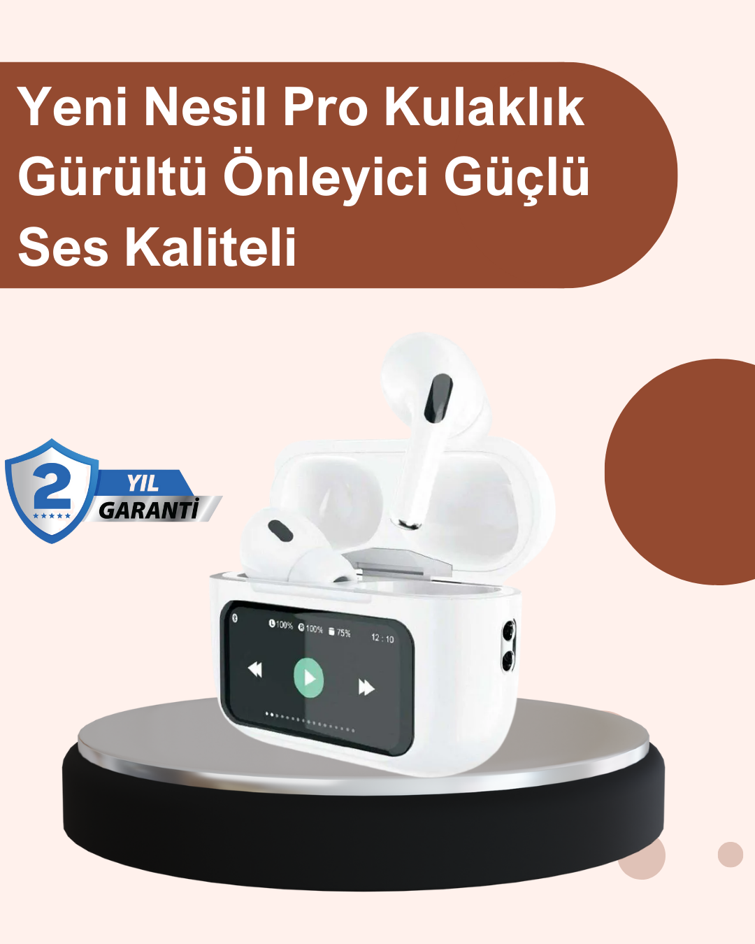 3-64 Otomatik Bağlantılı Bluetooth Kulaklık ANC Özellikli Su ve Ter Dayanıklı - vipsepet - Görsel 1