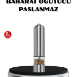 Modern Otomatik Baharat Öğütücü Seti – Pilli, Paslanmaz Çelik, LED Aydınlatmalı - Vipsepet
