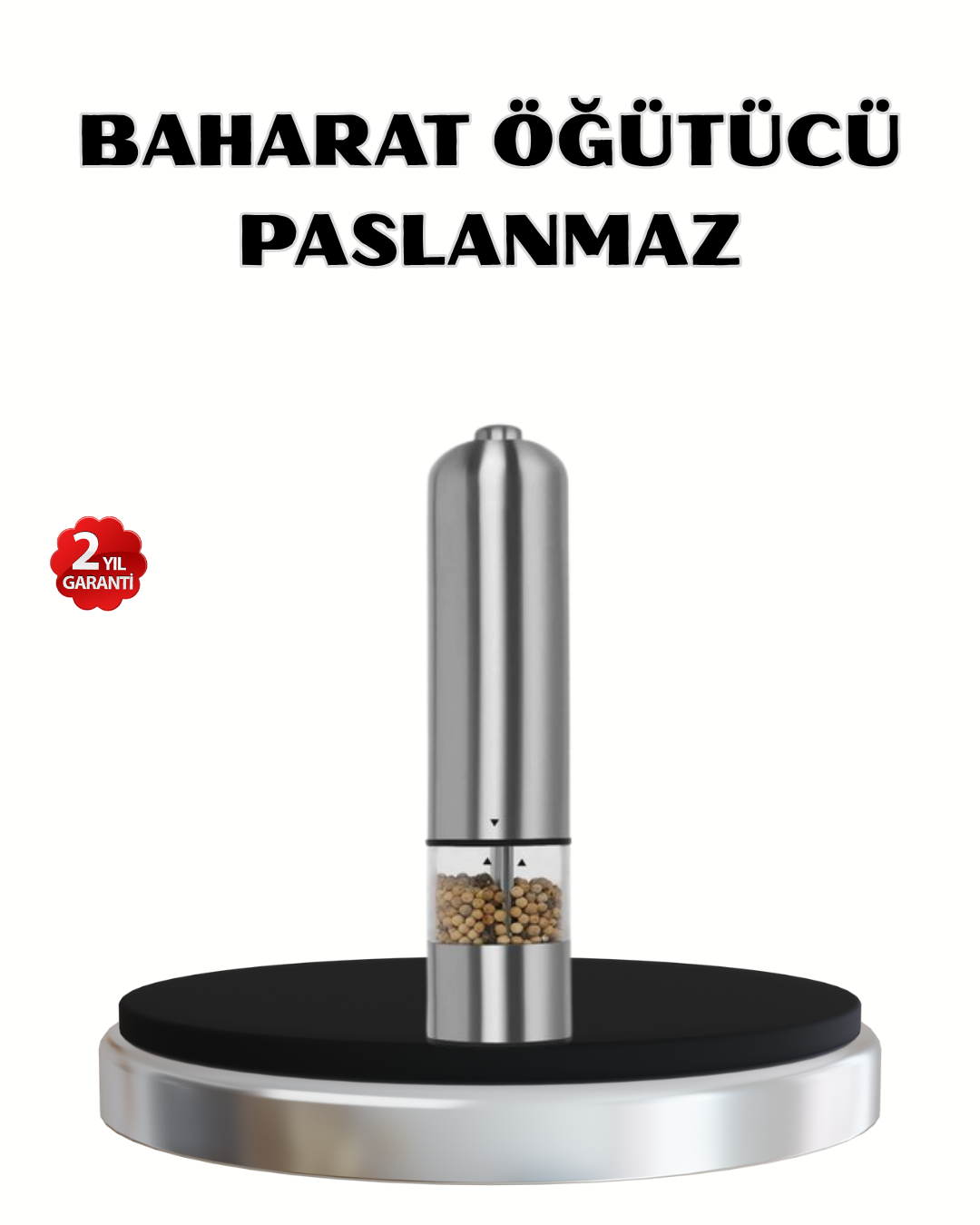 3-66 Modern Otomatik Baharat Öğütücü Seti – Pilli, Paslanmaz Çelik, LED Aydınlatmalı - Vipsepet - Görsel 1