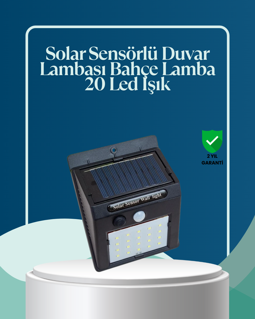 3-67 Sensörlü 20 LED Solar Duvar Lambası 3 Metre Algılama Mesafesi - Vipsepet - Görsel 1