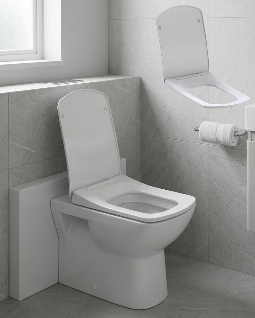 3-69 Kare Slim Klozet Kapağı Sessiz Kapanma Dayanıklı Tasarım - Vipsepet - Görsel 1