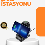 4’ü 1 Arada Kablosuz Şarj İstasyonu – LED Saat Ekranlı, Apple Uyumlu, Akıllı Güvenlik Koruması - Vipsepet