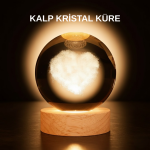 Romantik Kalpli Kristal Cam Küre USB’li Işıklı Dekoratif Obje - Vipsepet