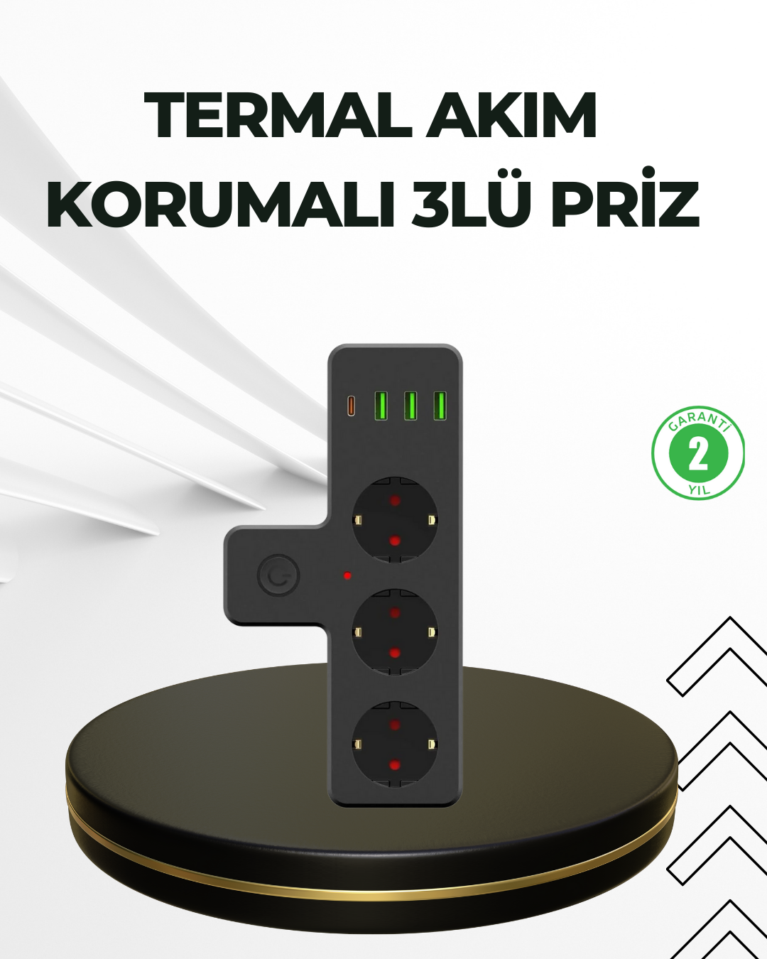 3-74 Masa Üstü Çoklu Priz USB ve Type-C Çıkışlı Güç Dağıtıcı - Vipsepet - Görsel 1