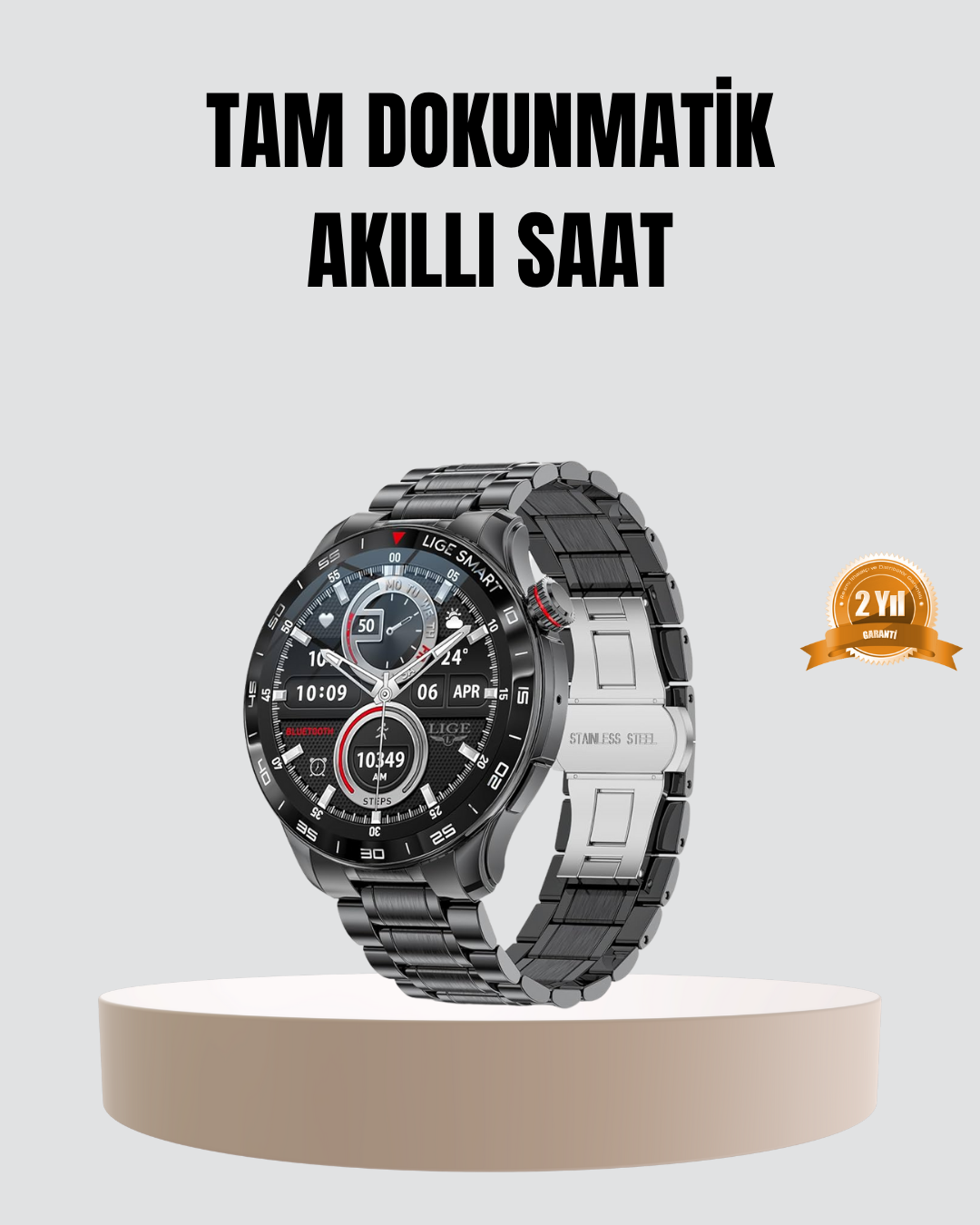 3-77 100mAh Şarjlı Akıllı Saat – Mesaj Bildirimi, Müzik Kontrolü ve Ergonomik Tasarım - Vipsepet - Görsel 1