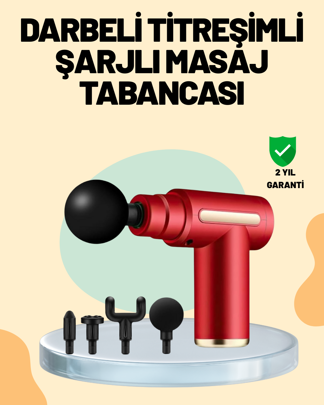 3-77 Kas Gevşetici Masaj Tabancası 4 Başlık ve Ayarlanabilir Hız - Vipsepet - Görsel 1