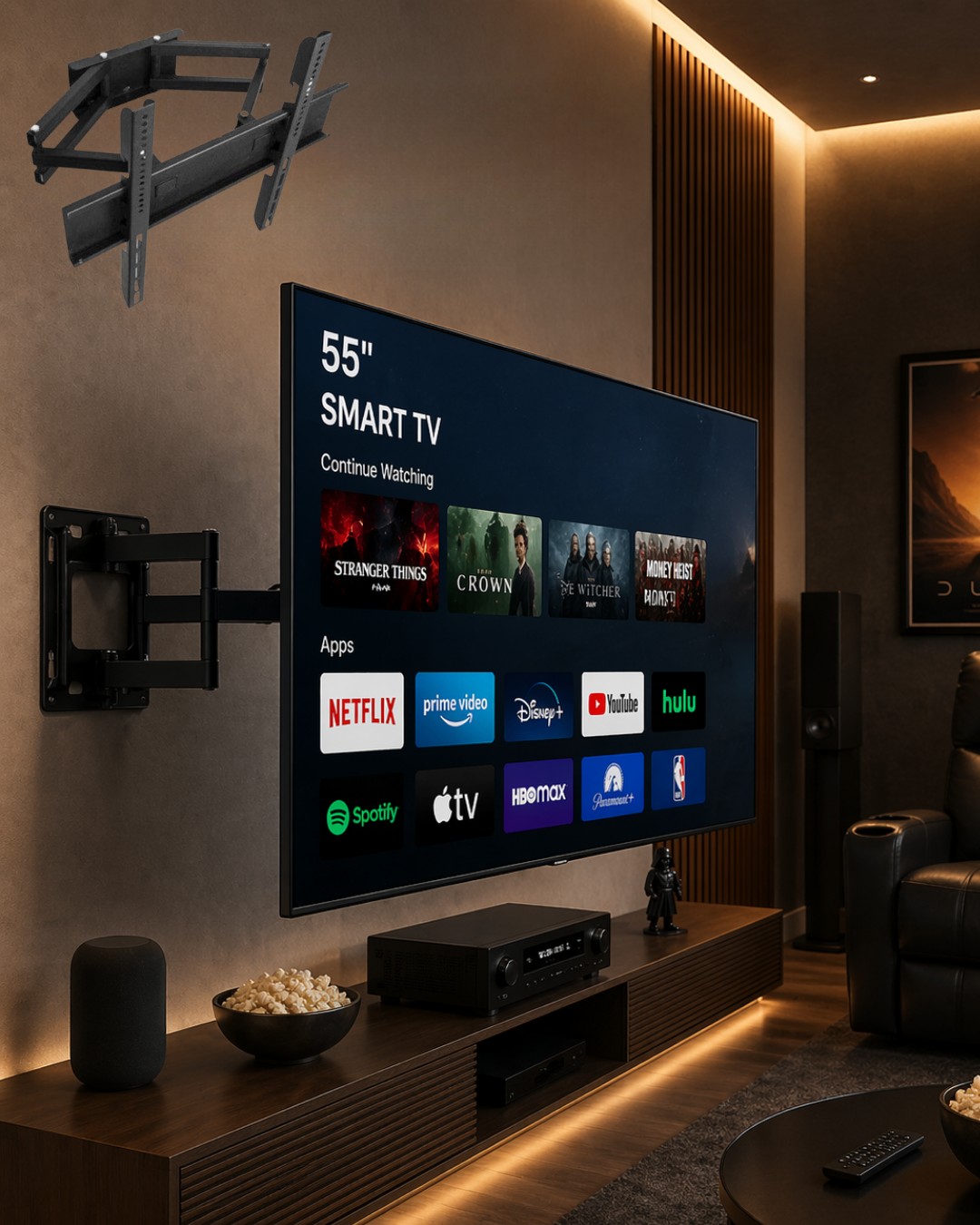 3-77 32 55 İnç Televizyon Askı Aparatı Duvara Monte Hareketli TV Tutucu - Vipsepet - Görsel 1