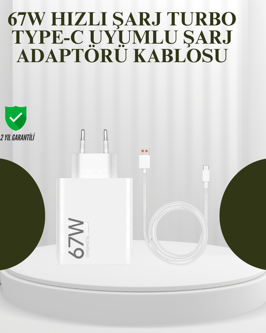 3-81 67W Güçlü Şarj Adaptörü ve Turbo Kablo Uzun Ömürlü Dayanıklı Tasarım - Vipsepet - Görsel 1
