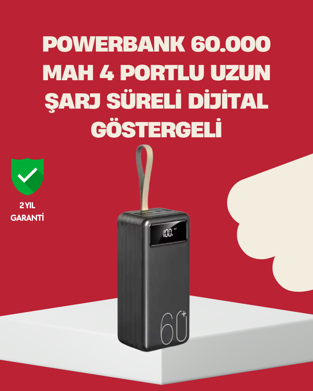 3-82 LED Ekranlı Çok Fonksiyonlu Taşınabilir Şarj Ünitesi Powerbank - vipsepet - Görsel 1
