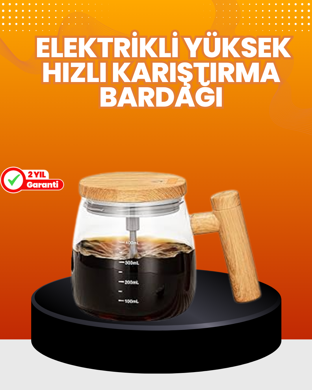 3-92 Isıtıcılı Manyetik Karıştırıcı Kupa – 400 ml, C Tipi Şarjlı, Akıllı Tasarım - Vipsepet - Görsel 1