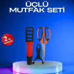 Profesyonel Mutfak Makas Seti –  Kesim Makası + Soyacak + Bileyici - Vipsepet