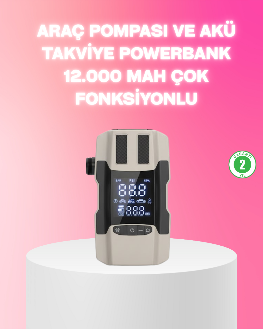 3-baslikli-epilasyon-aleti Araç Hava Pompası ve Akü Takviye Powerbank 12.000 mAh Çok Fonksiyonlu - Vipsepet - Görsel 1