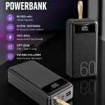 Powerbank 60.000 Mah Hızlı Şarj 4 Çıkışlı Uzun Şarj Süreli Dijital Göstergeli - vipsepet