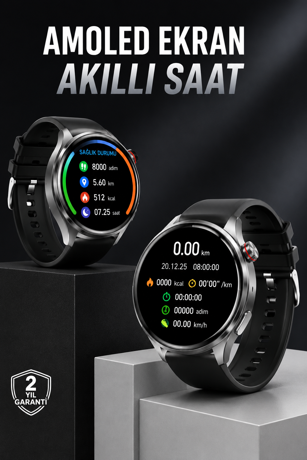 350267a2-f3c8-4e49-8311-2834ba5e5817 Akıllı Saat Bluetooth Bağlantılı Amoled Ekran Uyku ve Sağlık Takibi - Vipsepet - Görsel 1