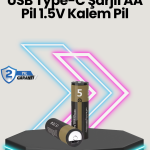 Yüksek Performanslı AA USB Şarjlı Lityum Pil | 1.5V Sabit Güç | 2’li Paket - Vipsepet