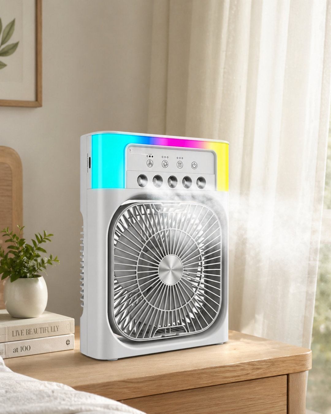 4-105 Su Buharlı Mini Klima Fan RGB Işıklı Taşınabilir Serinletici - Vipsepet - Görsel 1