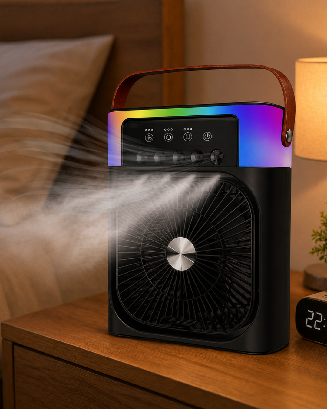4-106 RGB Işıklı Buharlı Masaüstü Fan Sessiz Çalışan USB Şarjlı Taşınabilir Fan - Vipsepet - Görsel 1
