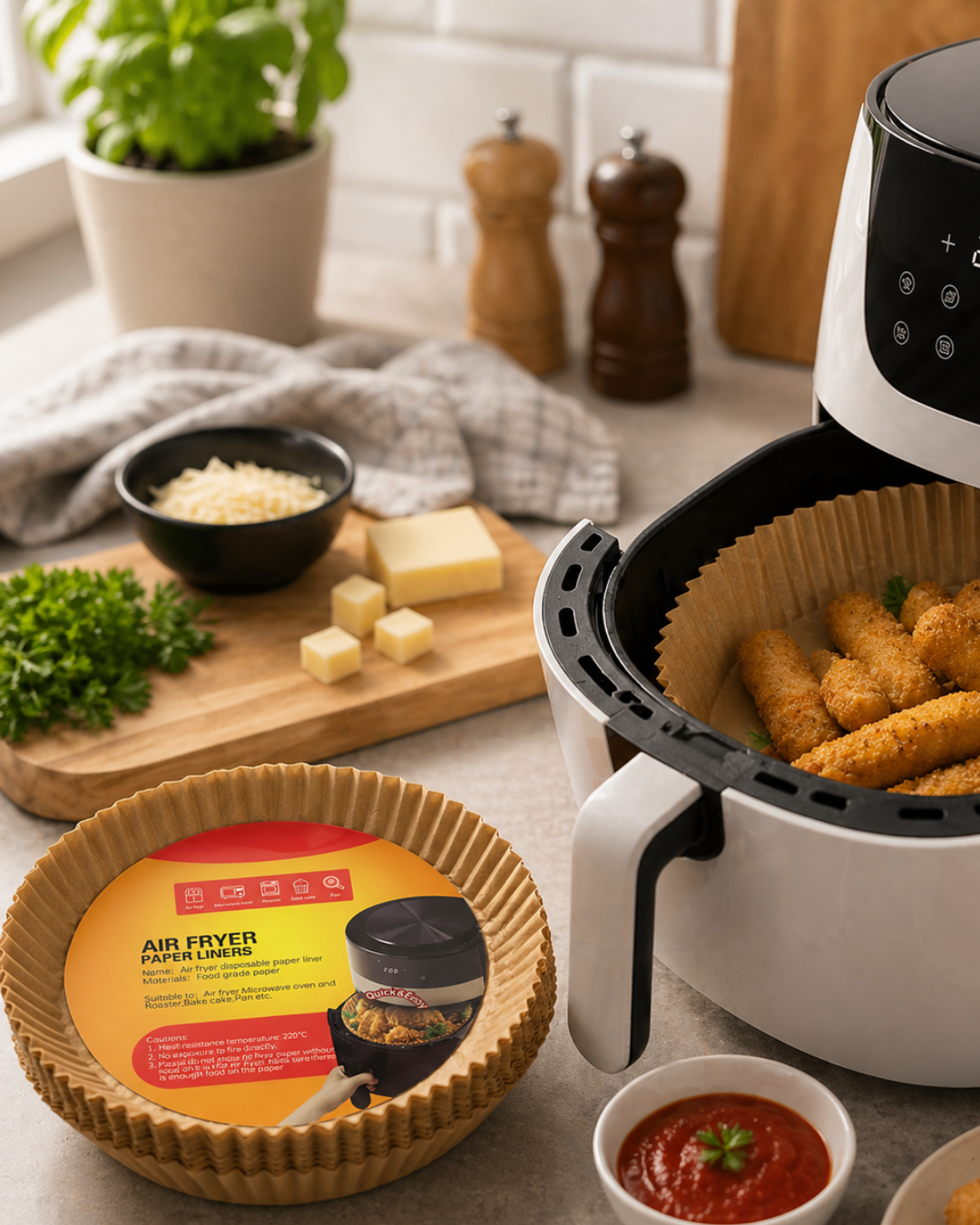 4-112 100 Parça Airfryer Kağıdı Tek Kullanımlık Temiz Pişirme Kağıdı - Vipsepet - Görsel 1