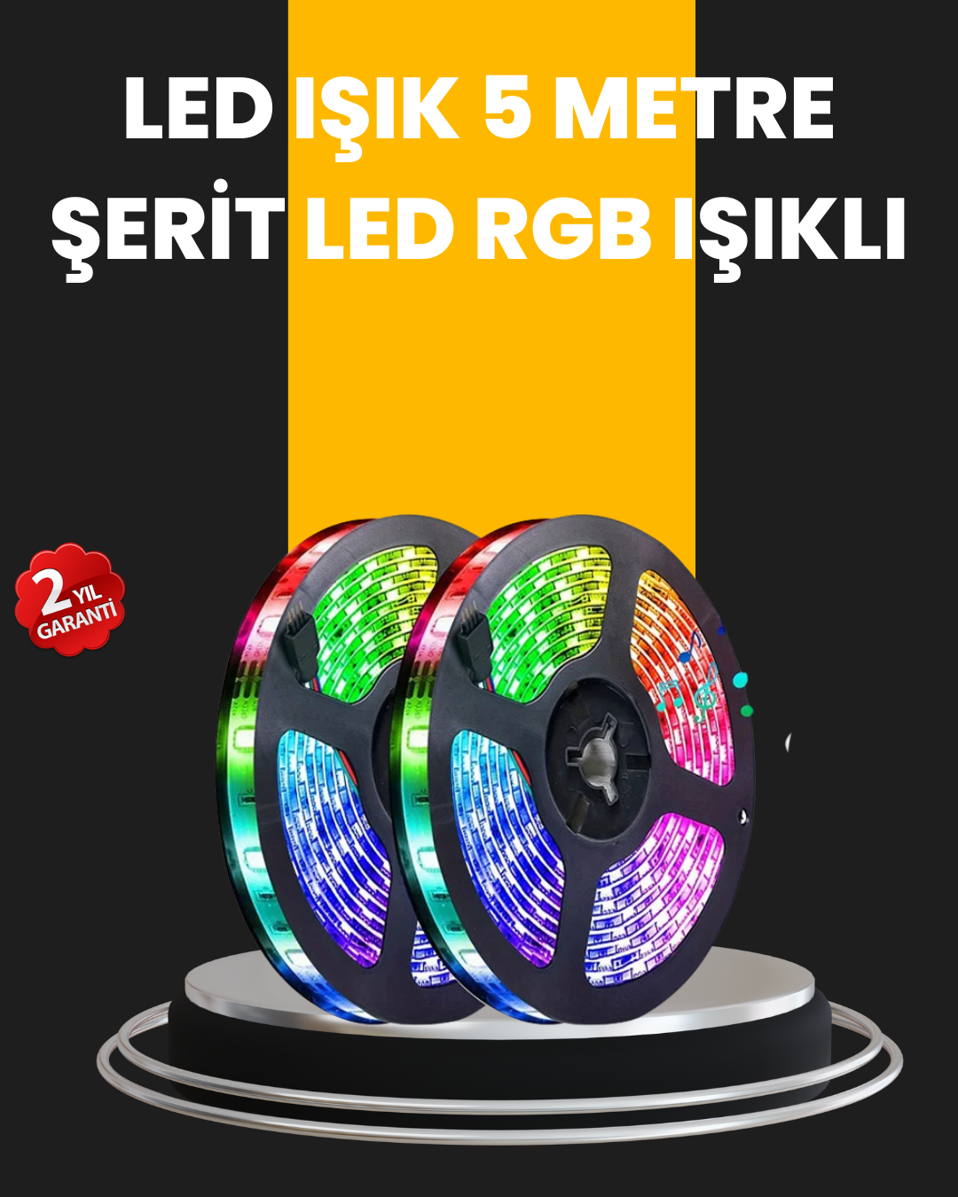 4-118 5 Metre Kumandalı Su Geçirmez Şerit LED - Vipsepet - Görsel 1
