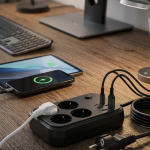 Termal Korumalı Uzatma Kablosu 4 Priz USB ve Type C Çoklu Şarj İstasyonu - Vipsepet