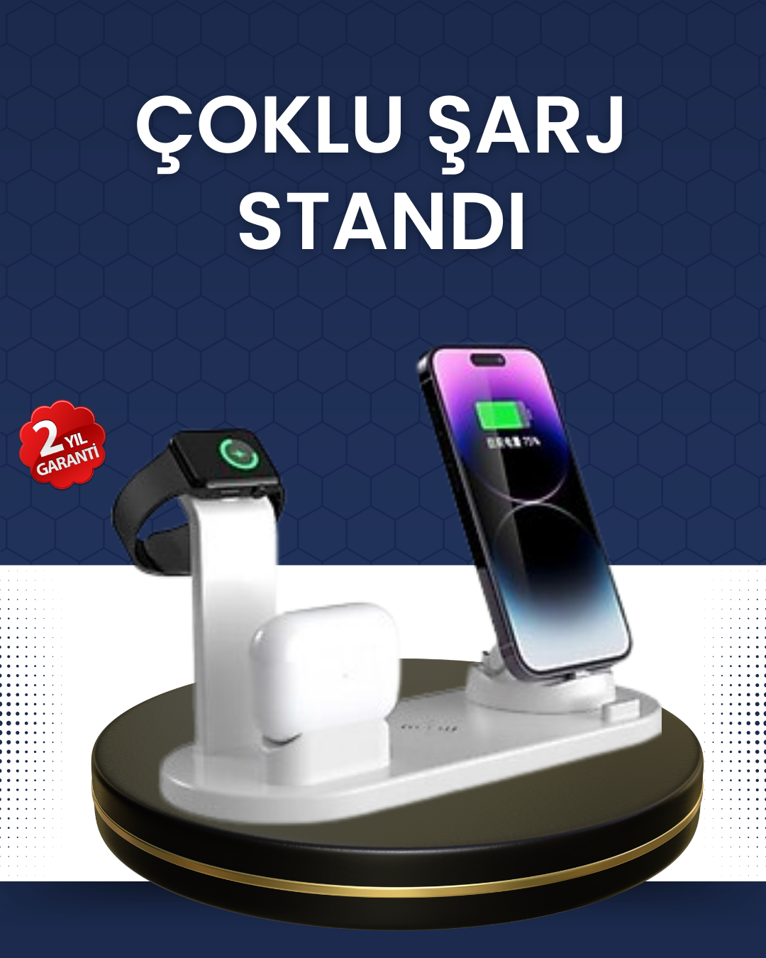 4-12 Modern Tasarımlı Çok Fonksiyonlu Kablosuz Şarj Standı - Vipsepet - Görsel 1