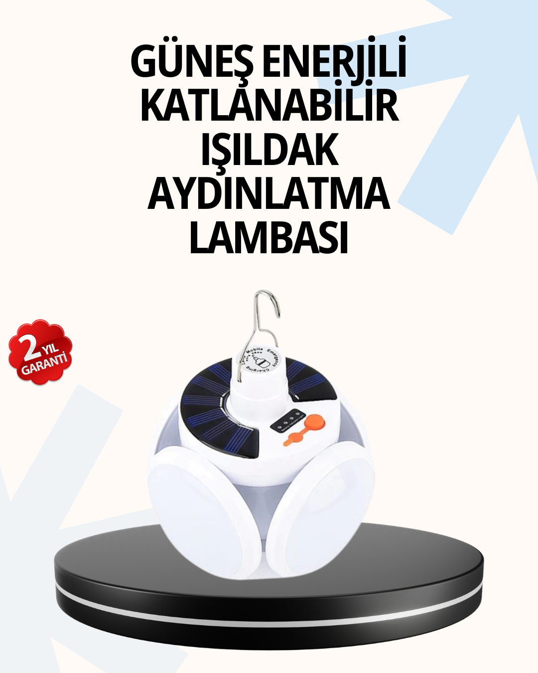 4-120 Katlanabilir 5 Kanatlı Solar LED Bahçe ve Kamp Lambası - Vipsepet - Görsel 1