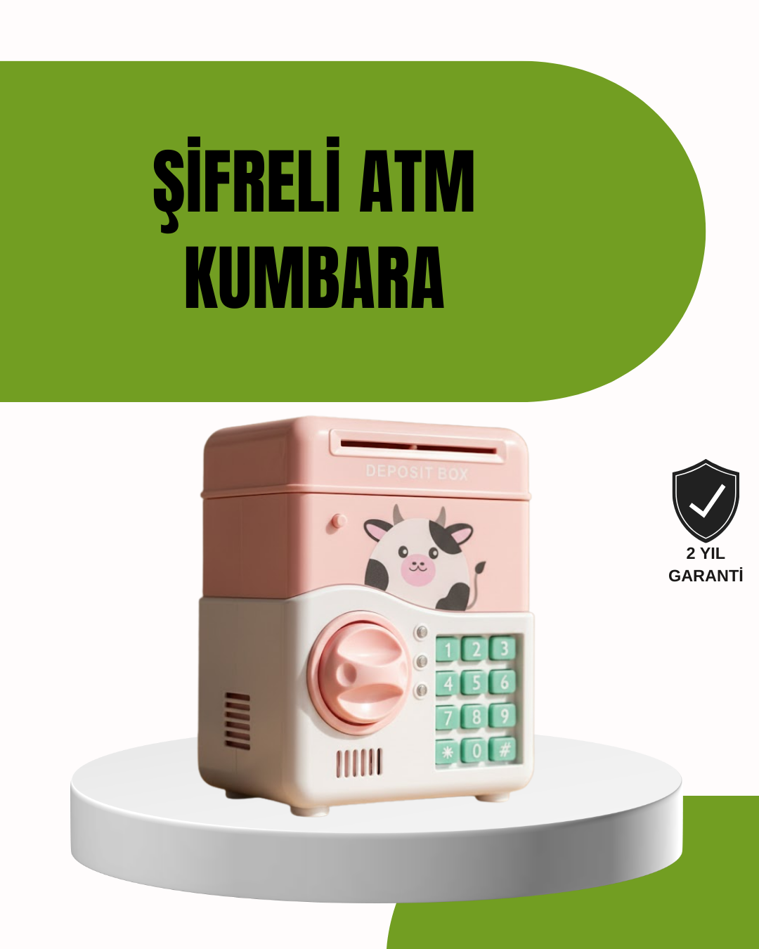 4-124 ATM Tasarımlı Pembe Işıklı Sesli Çocuk Kumbarası - Vipsepet - Görsel 1