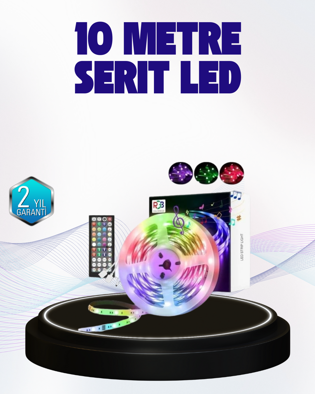 4-138 Bluetooth Kontrollü Smart Şerit Led 10M Sese Duyarlı RGB Aydınlatma - Vipsepet - Görsel 1