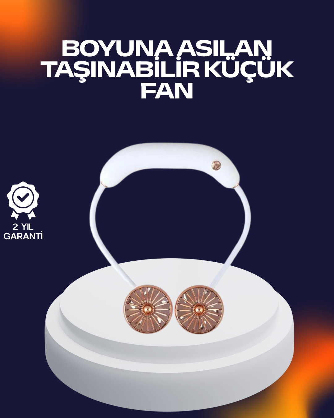 4-139 USB Şarjlı Katlanabilir Mini Boyun Fanı 1–3 Saat Kullanım - Vipsepet - Görsel 1