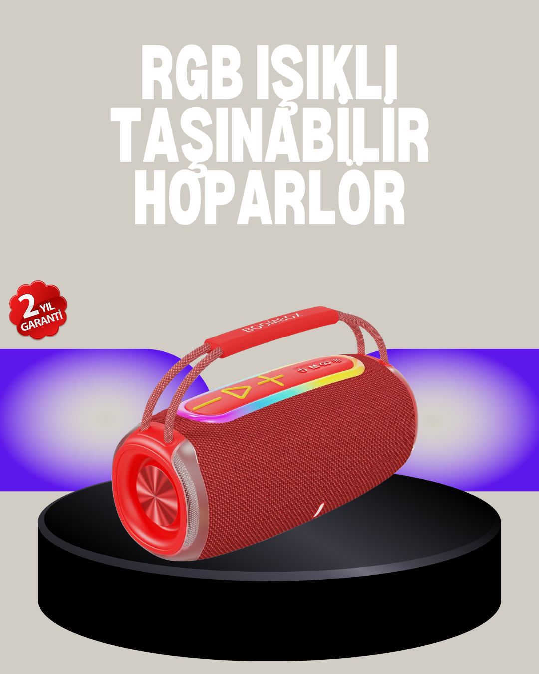 4-141 20W Kablosuz Bluetooth Hoparlör RGB Işık Efektli USB/SD/AUX Destekli - Vipsepet - Görsel 1