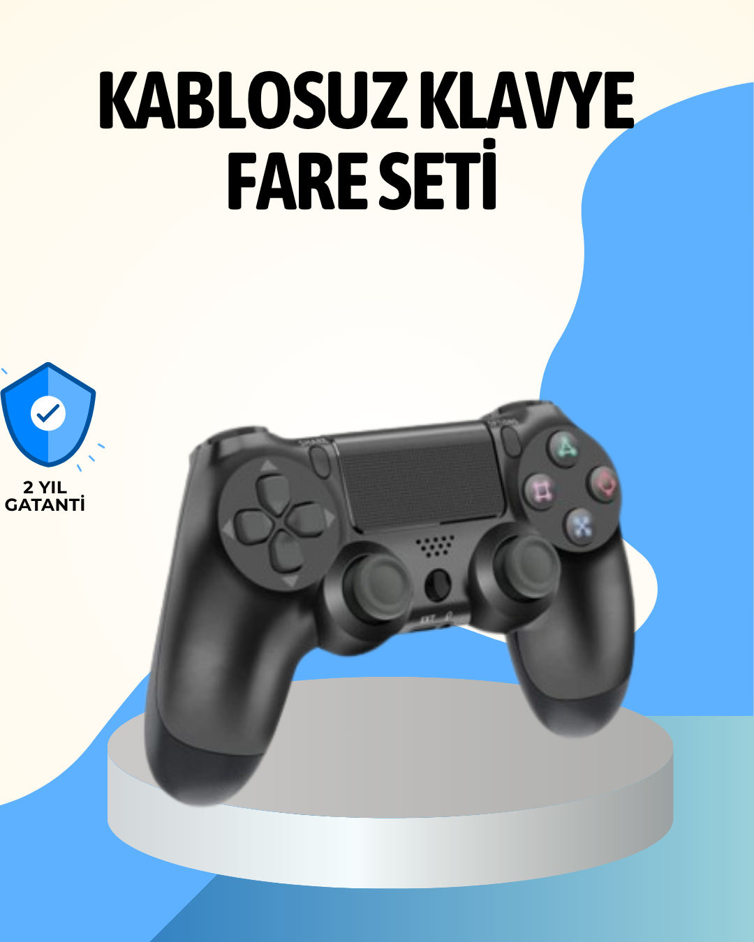 4-142 PS4 Uyumlu Kablosuz Oyun Kolu Ergonomik Çift Titreşimli - Vipsepet - Görsel 1