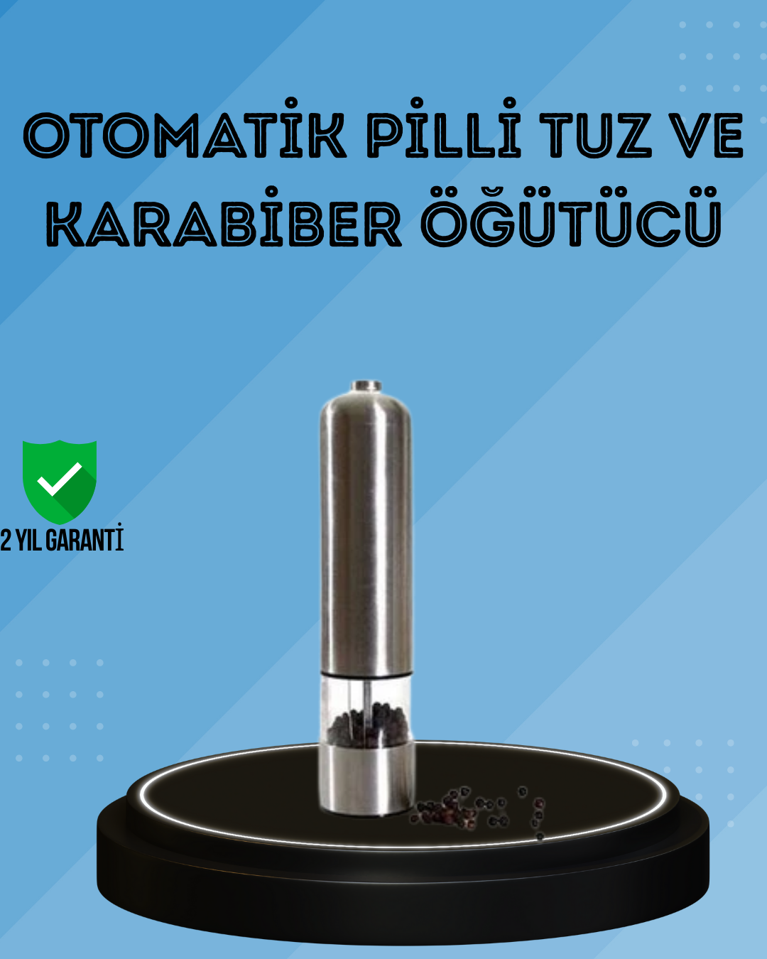 4-142 Pilli Baharat Değirmeni Karabiber Tuz ve Baharat Öğütücü - Vipsepet - Görsel 1
