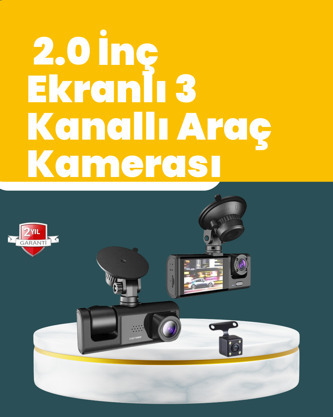 4-145 Full HD Çift Yönlü Araç Kamerası Hareket Algılama Döngüsel Kayıt - Vipsepet - Görsel 1
