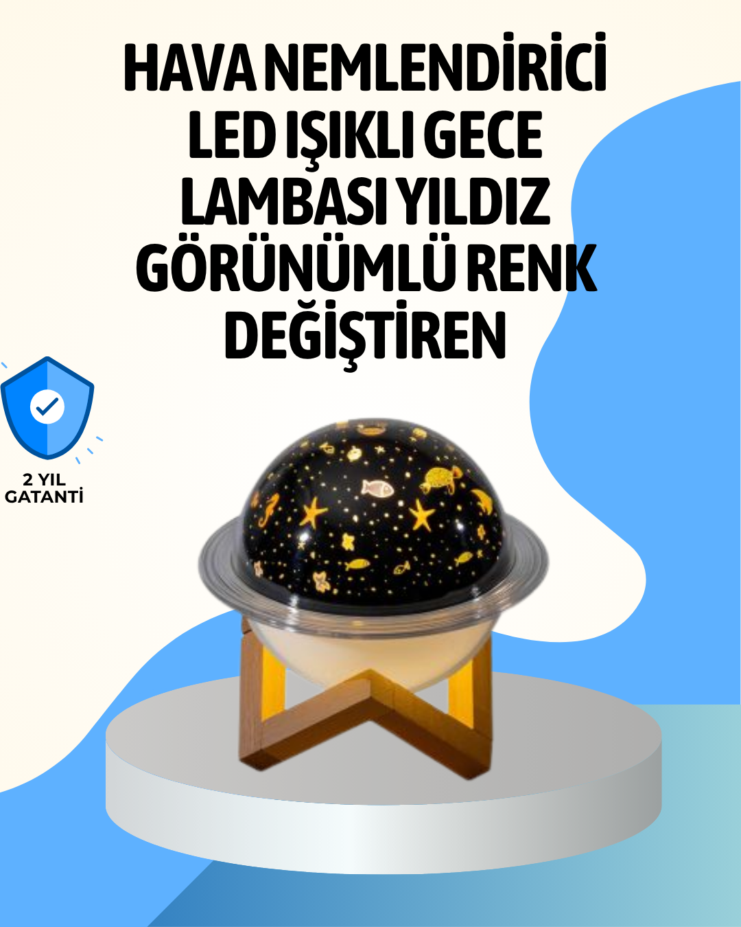 4-17 Projektör ışıklı ve aromaterapi destekli taşınabilir nemlendirici cihaz USB bağlantılı - Vipsepet - Görsel 1