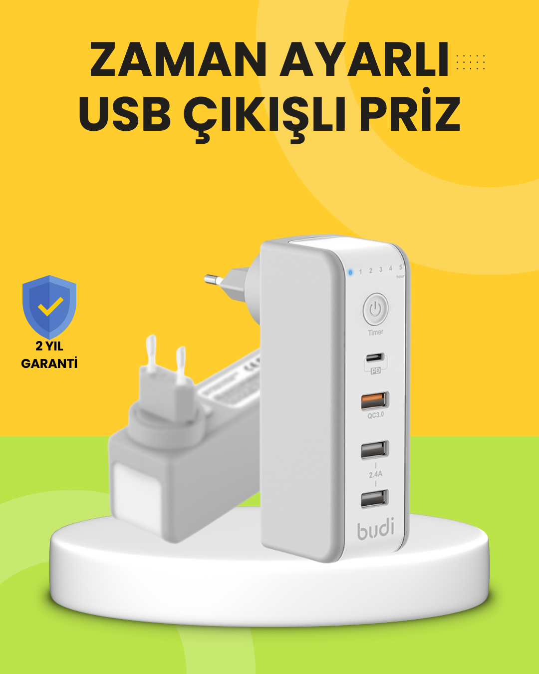 4-170 Hızlı Şarj Destekli Zaman Ayarlı USB Şarj Adaptörü - Vipsepet - Görsel 1