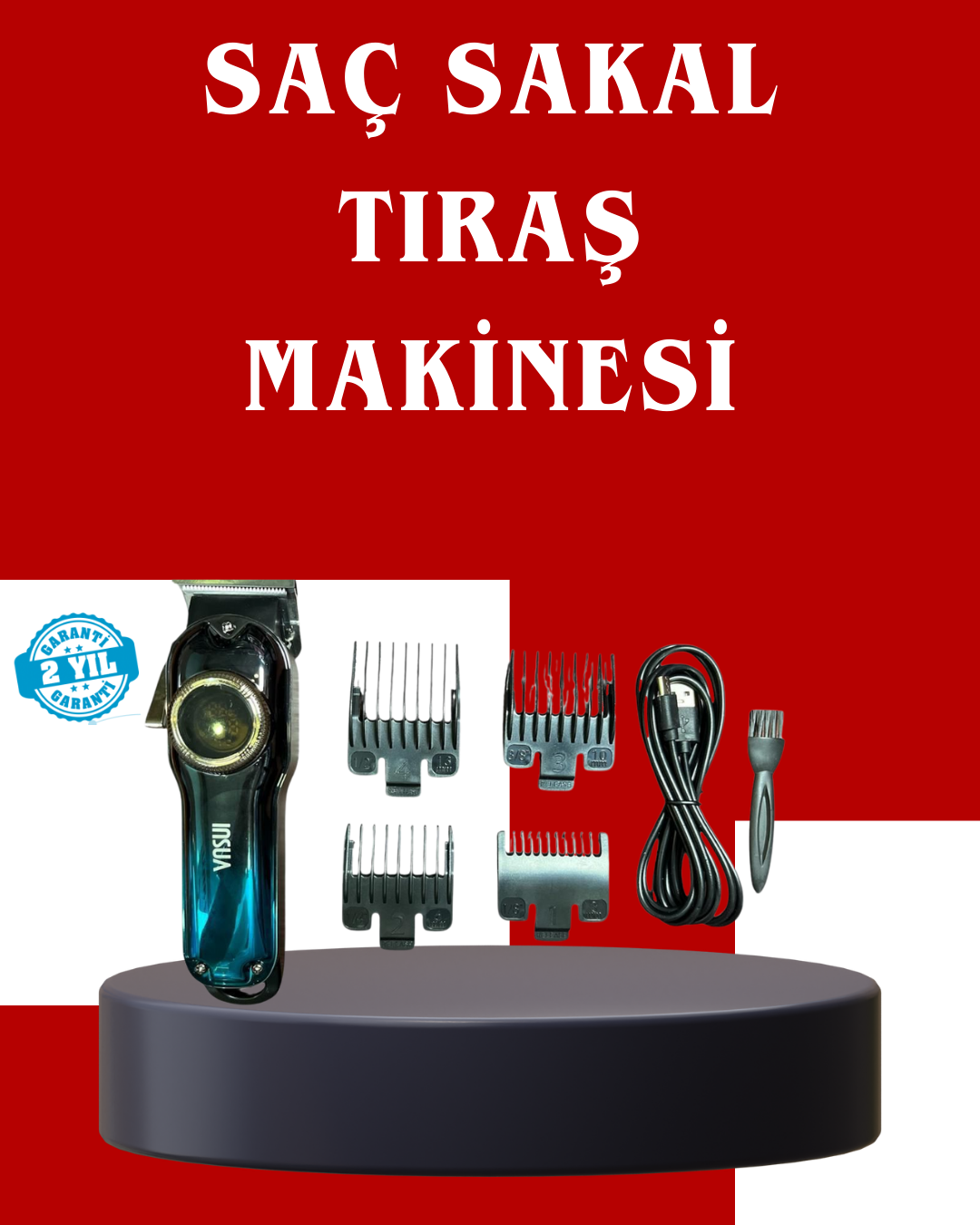 4-2 Uzun Çalışma Süreli LCD Göstergeli Saç Kesme Makinesi - vipsepet - Görsel 1