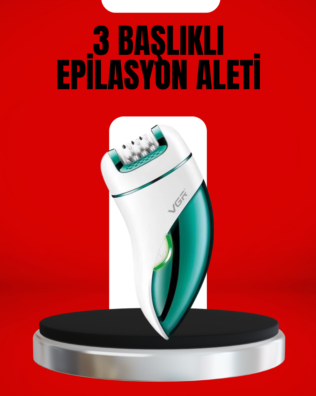 4-206 3'ü 1 Arada Epilatör Su Geçirmez Metal Başlıklı LED Işıklı 90 Dakika Şarjlı - Vipsepet - Görsel 1