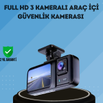 360° Kapsama Sahip Full HD Araç Kamerası 3’lü Kayıt Gece Görüşlü DashCam - Vipsepet
